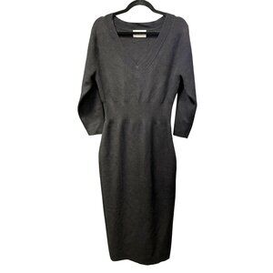 Modern Citizen Black V-Neck Knit Midi Dress Size Large